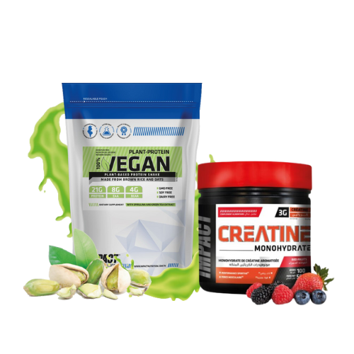 PACK CRÉATINE MONOHYDRATE 500 GR PLANT-PROTEIN 100% VEGAN 900 GR